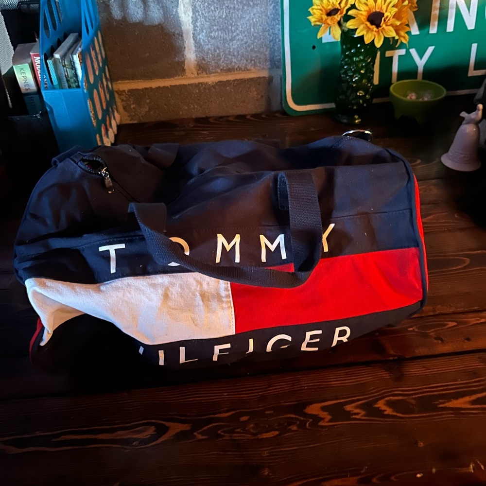 Tommy Hilfiger Navy and Red Duffel Bag